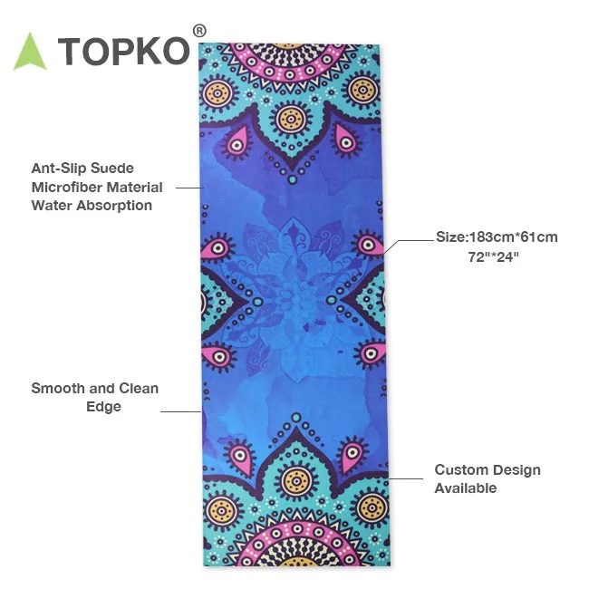 100% Grippy Microfiber Yoga Towel with Custom Printing(no silicon dot)