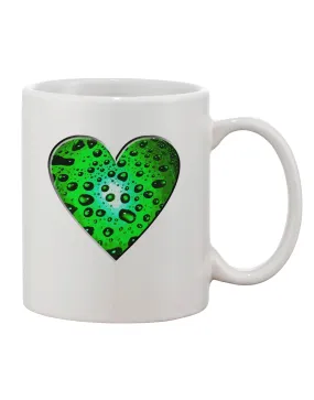 11 oz Water Droplet Heart Green Printed Coffee Mug - Expertly Crafted Drinkware by TooLoud