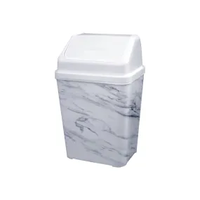 17L Plastic Waste Bin Marble Print Nu Ware