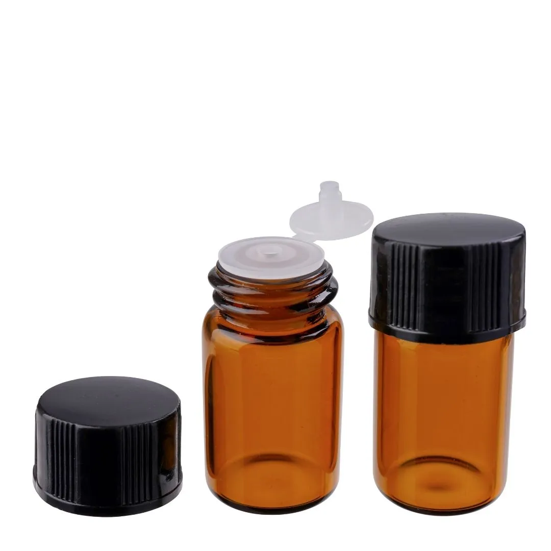 2ml Amber Vials (with Plug Orifice and Black Lid)