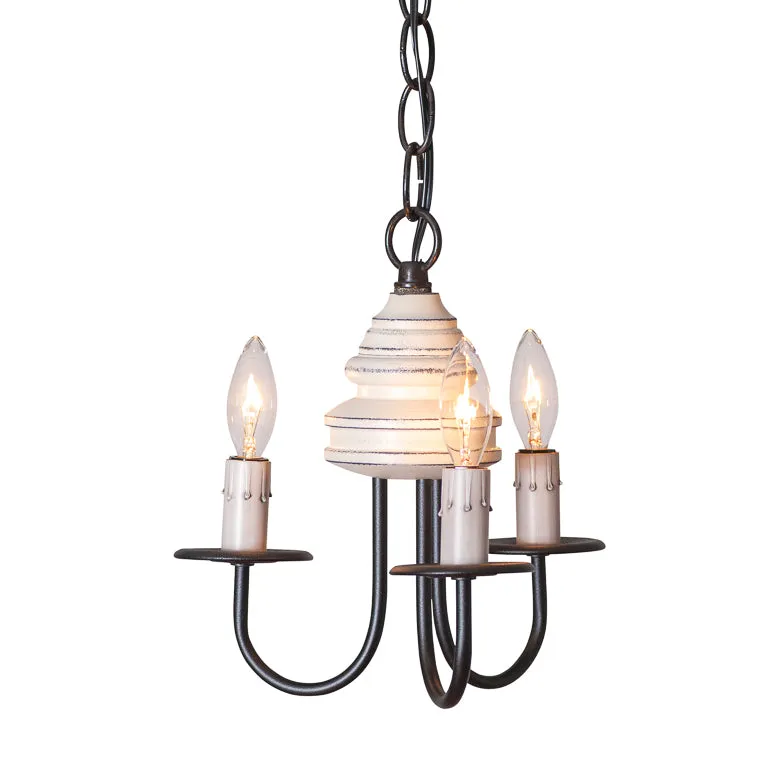 3-Arm Bellview Wood Chandelier in Rustic White