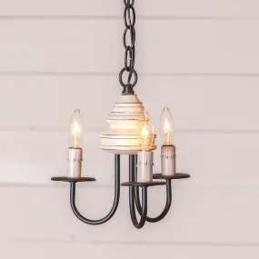 3-Arm Bellview Wood Chandelier in Rustic White