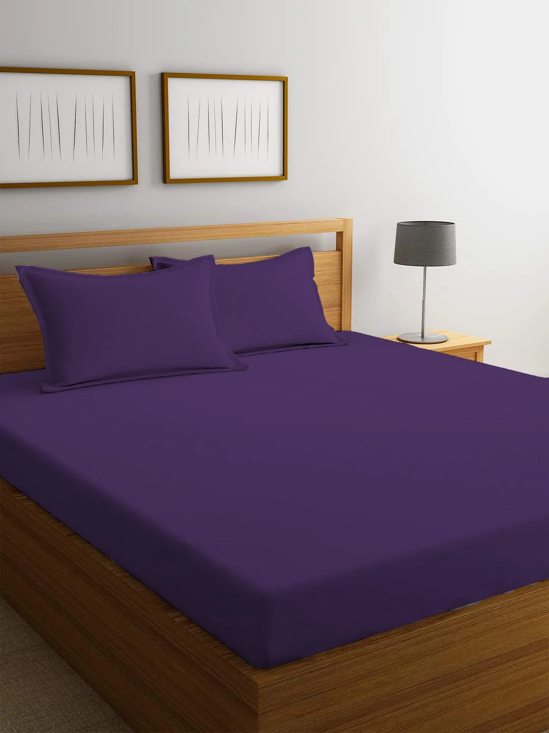 3 Piece Fitted Sheet Set Super Soft Violet Single Size 120x200 25cm with 2 Pillow Case