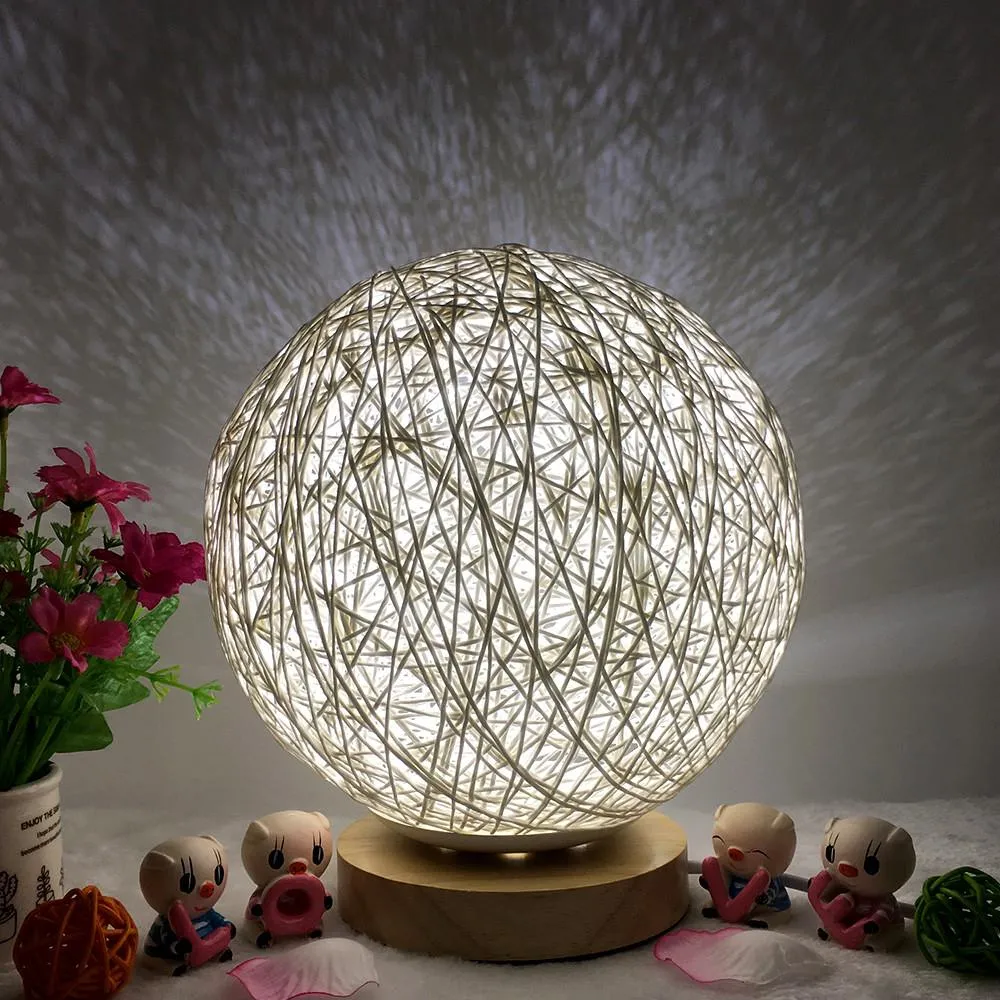 3D USB Charging LED Rattan Moon Night Light Moonlight Table Desk  Lamp