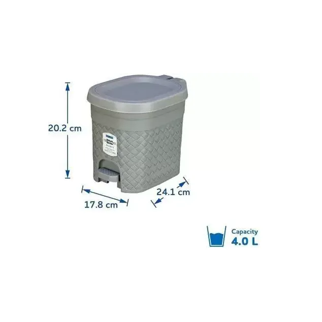 4.1L Plastic Pedal Waste Bin Stitch Print Nu Ware