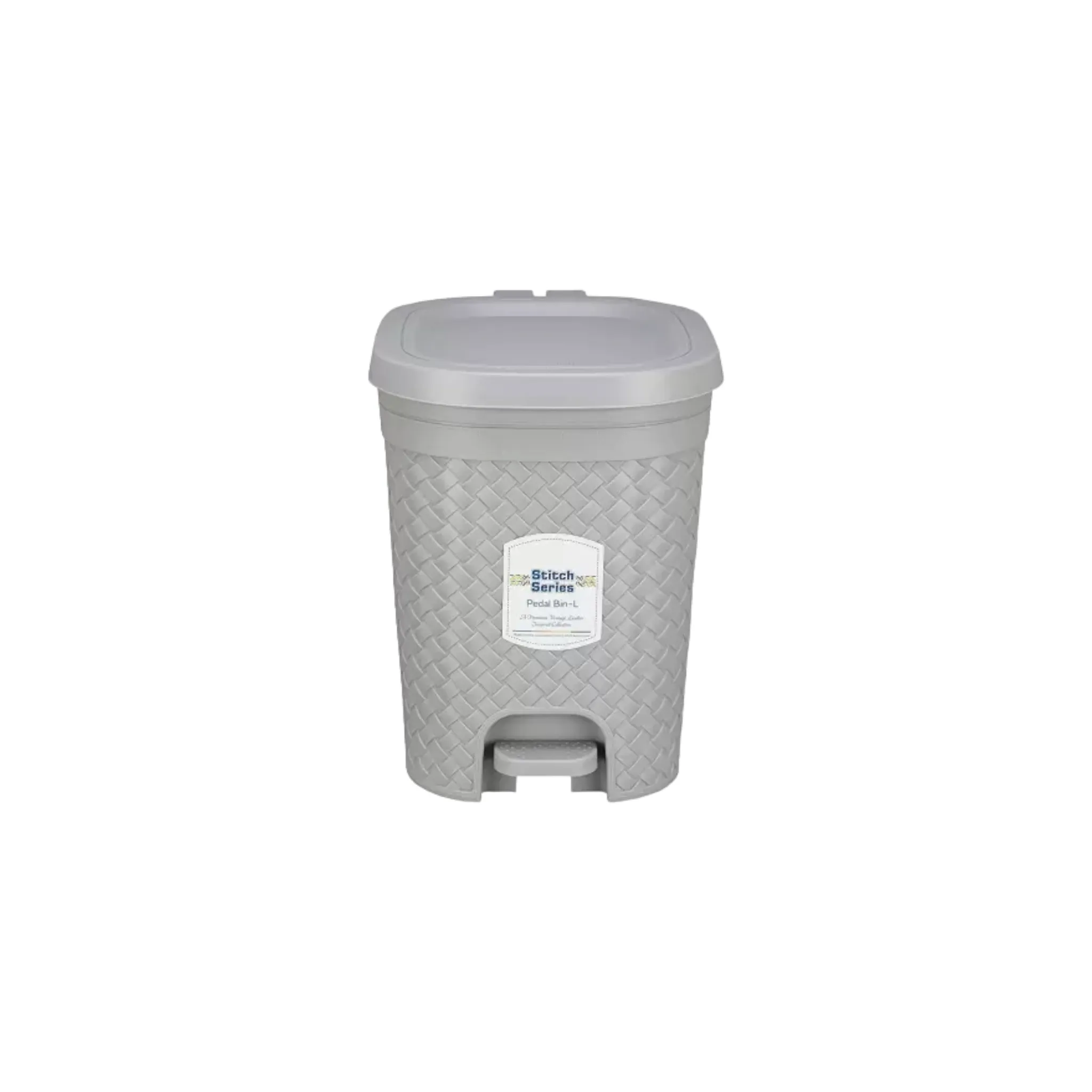 4.1L Plastic Pedal Waste Bin Stitch Print Nu Ware