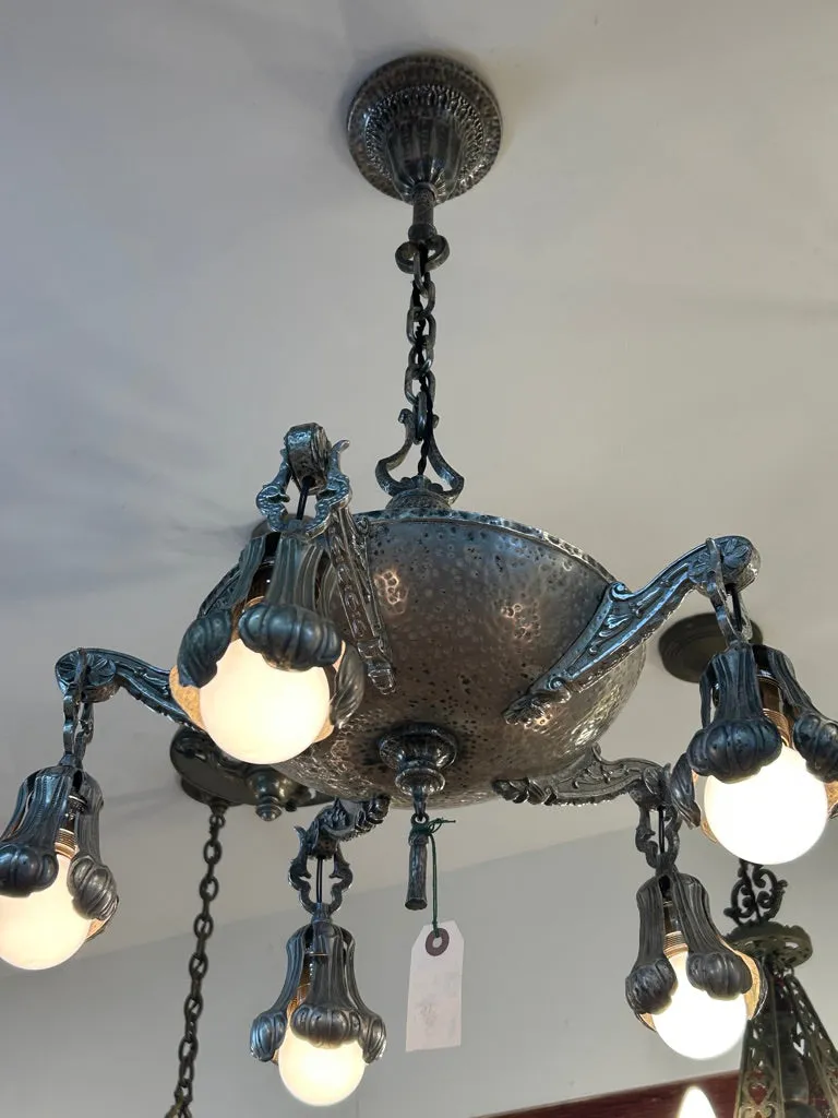 5-Light Hammered-Nickel Chandelier (LT-620)