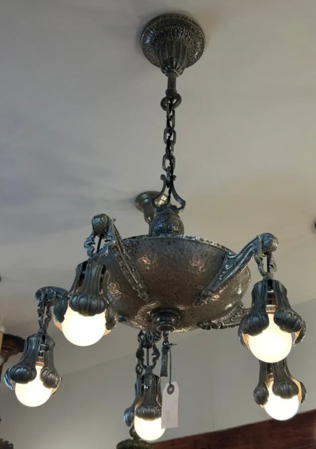 5-Light Hammered-Nickel Chandelier (LT-620)