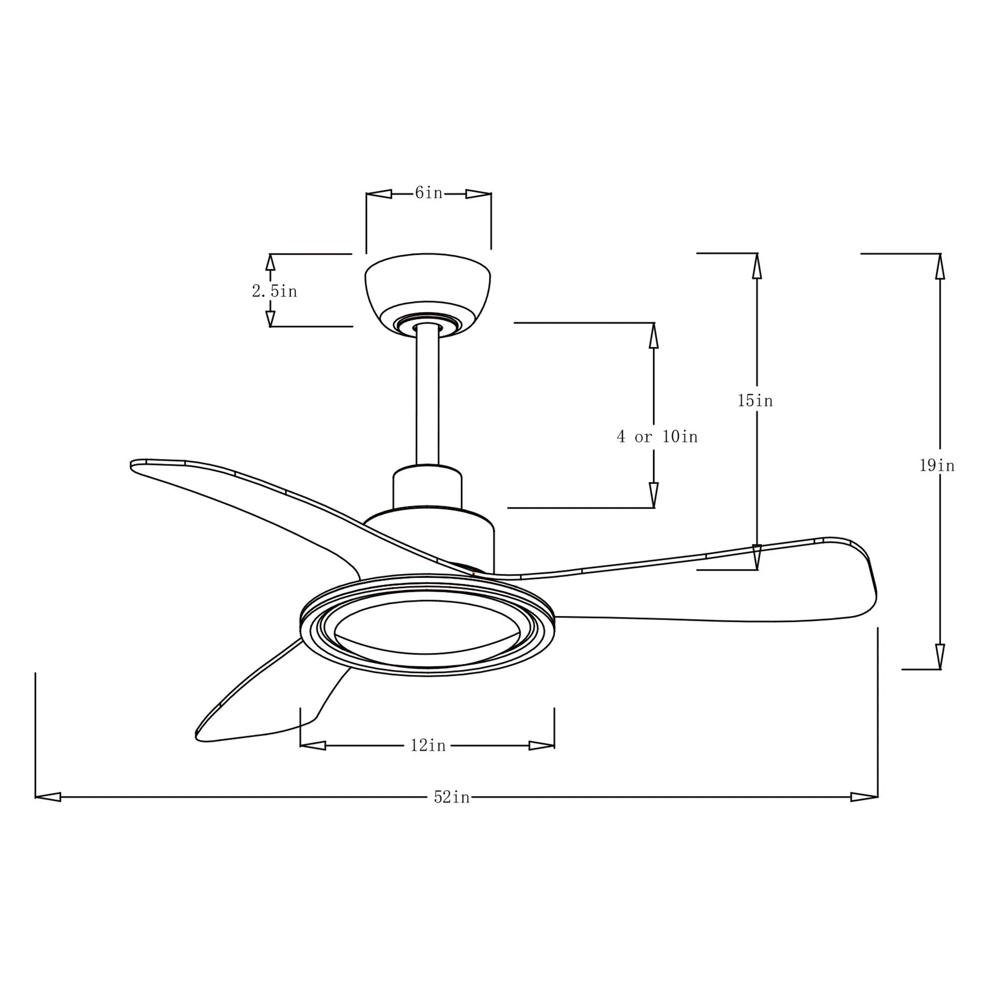 52" Bohemian Industrial DC Motor Downrod Mount Reversible Ceiling Fan with Lighting and Remote Control