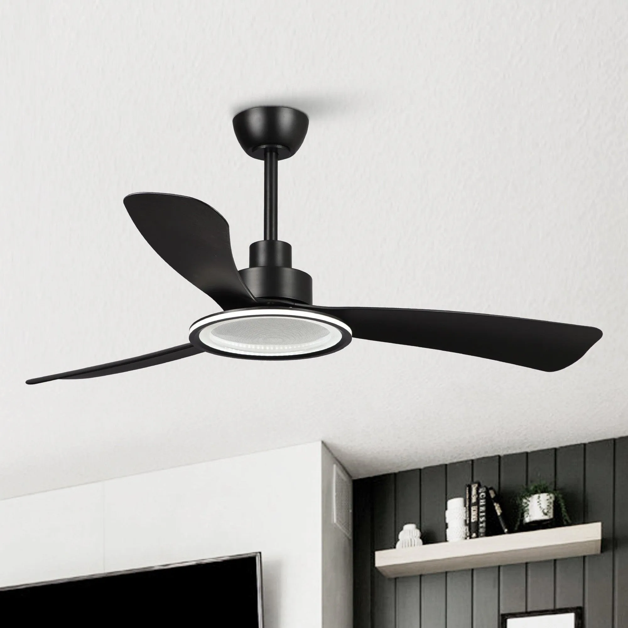 52" Bohemian Industrial DC Motor Downrod Mount Reversible Ceiling Fan with Lighting and Remote Control