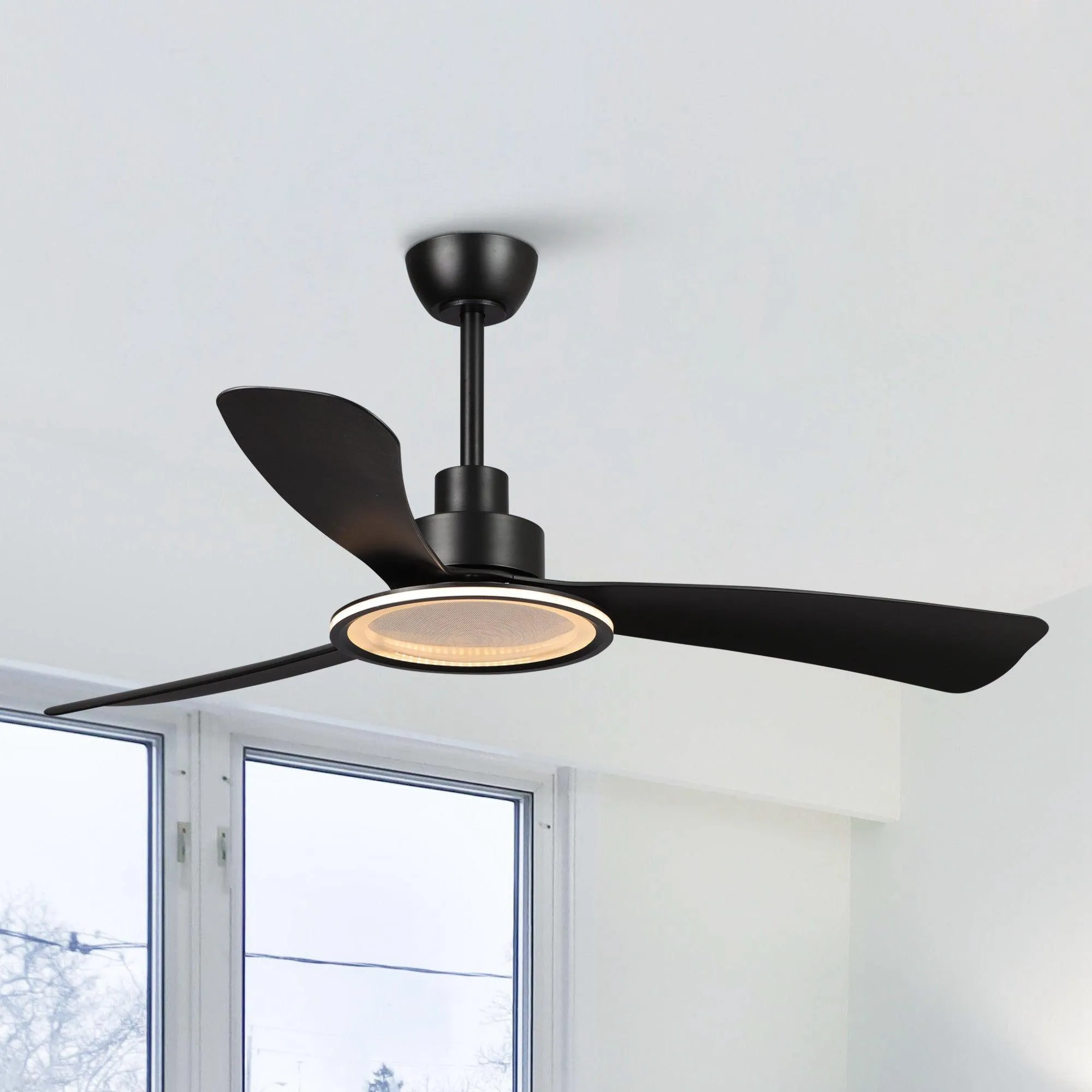 52" Bohemian Industrial DC Motor Downrod Mount Reversible Ceiling Fan with Lighting and Remote Control