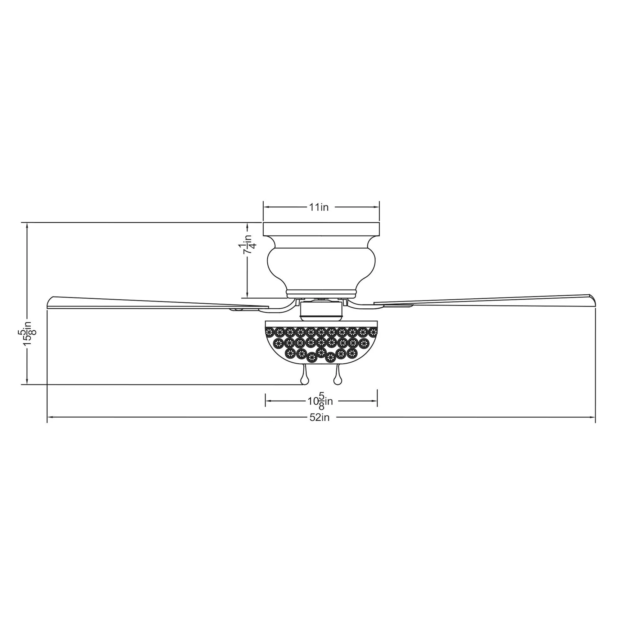 52" Kanpur Modern Chrome Flush Mount Reversible Crystal Ceiling Fan with Lighting and Remote Control