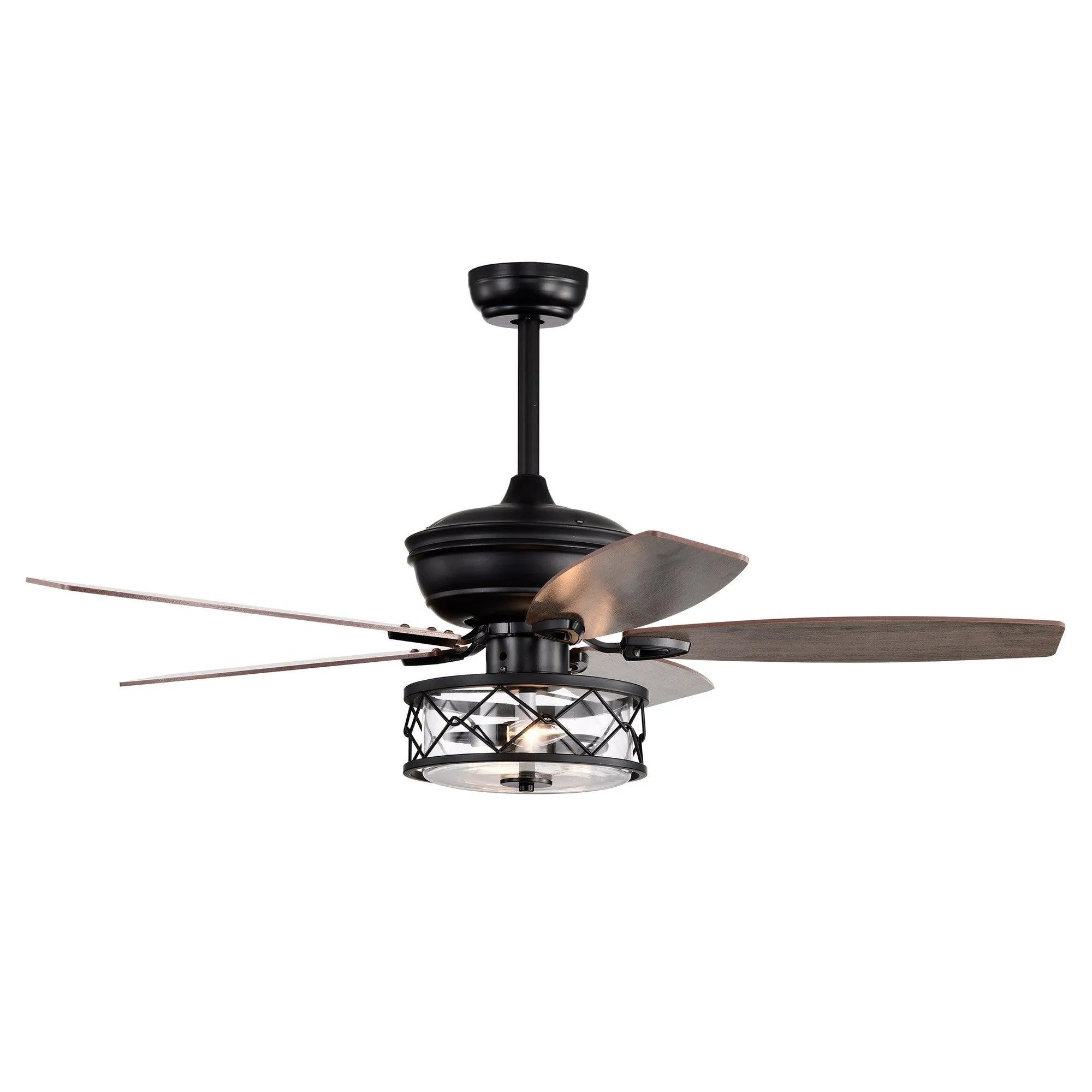 52" Nilgril Farmhouse Downrod Mount Reversible Ceiling Fan with Lighting and Remote Control