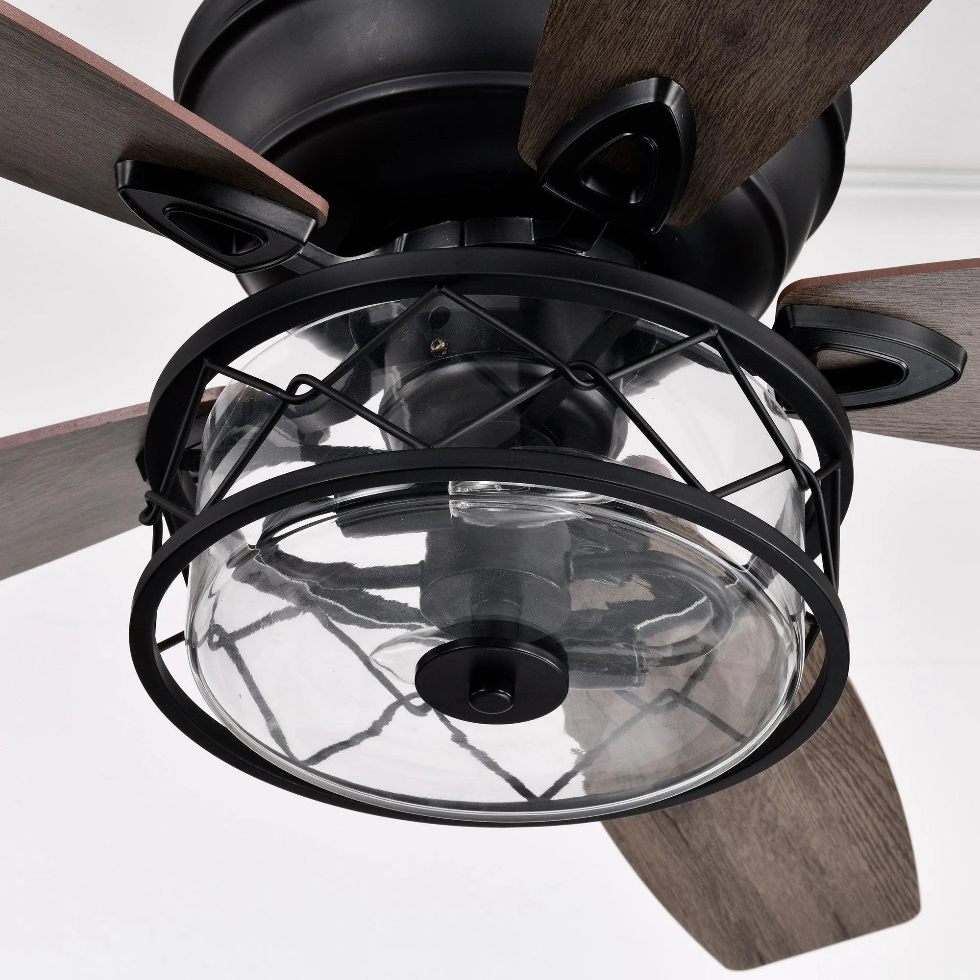 52" Nilgril Farmhouse Downrod Mount Reversible Ceiling Fan with Lighting and Remote Control