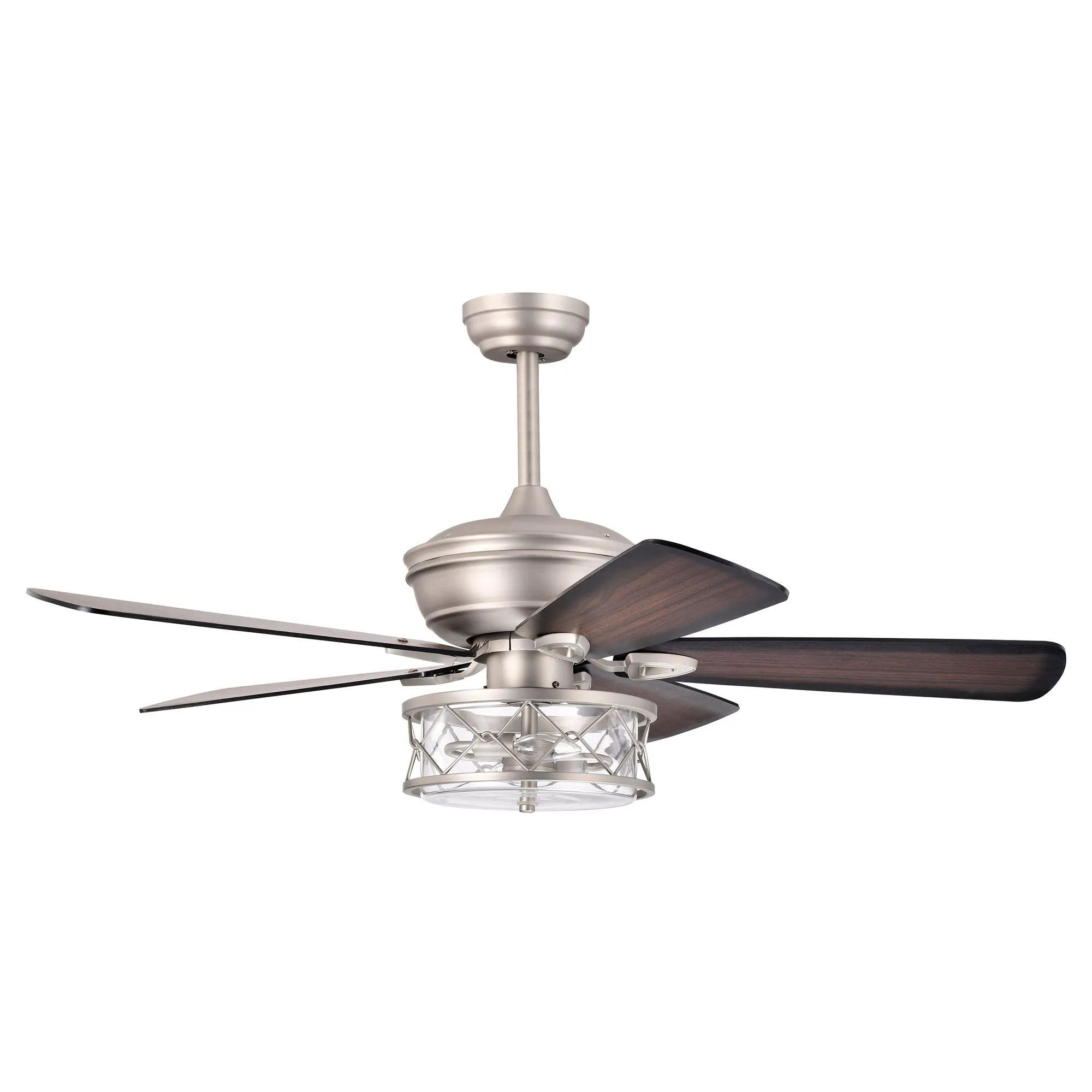 52" Nilgril Farmhouse Downrod Mount Reversible Ceiling Fan with Lighting and Remote Control