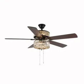 52"W LED Raya Silver Geometric Clear K-9 Crystal Ceiling Fan