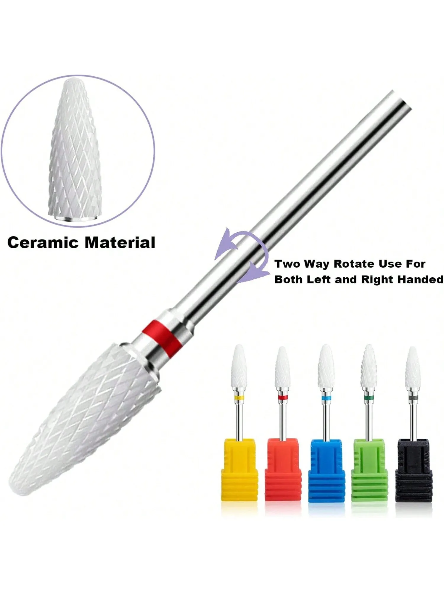 5pcs Ceramic Corn Design Nail Drill Bit Set