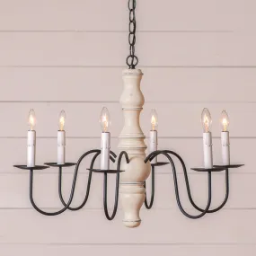 6-Arm Gettysburg Wood Chandelier in Rustic White