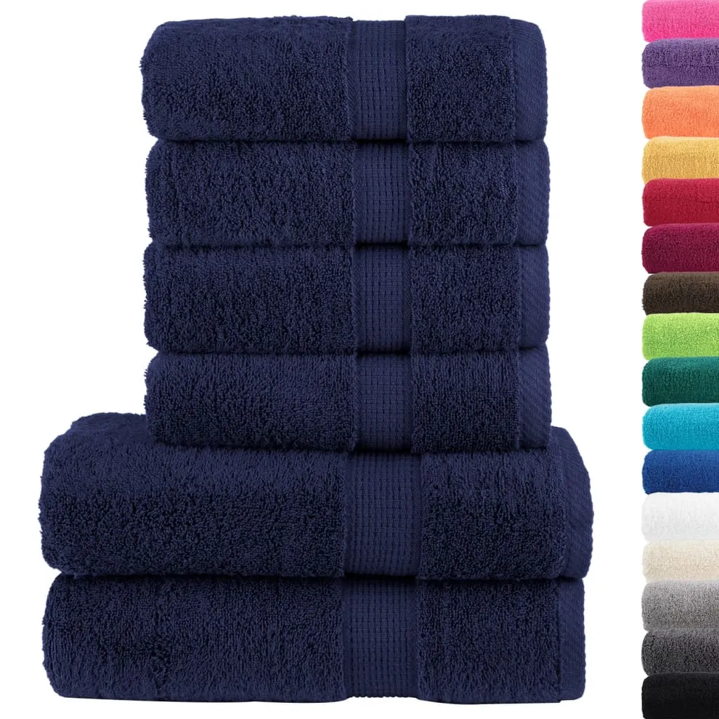 6 Piece Premium Towel Set Navy Blue 600 gsm 100% Cotton