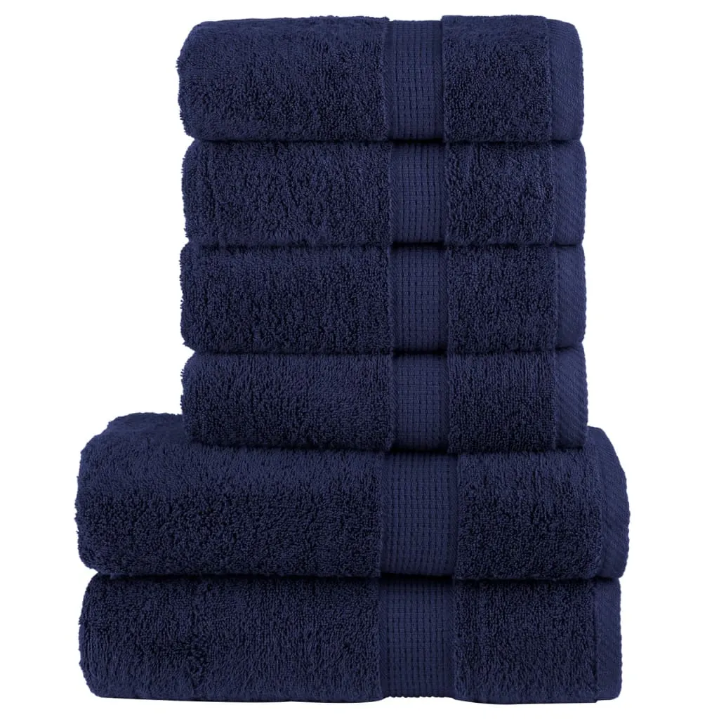 6 Piece Premium Towel Set Navy Blue 600 gsm 100% Cotton