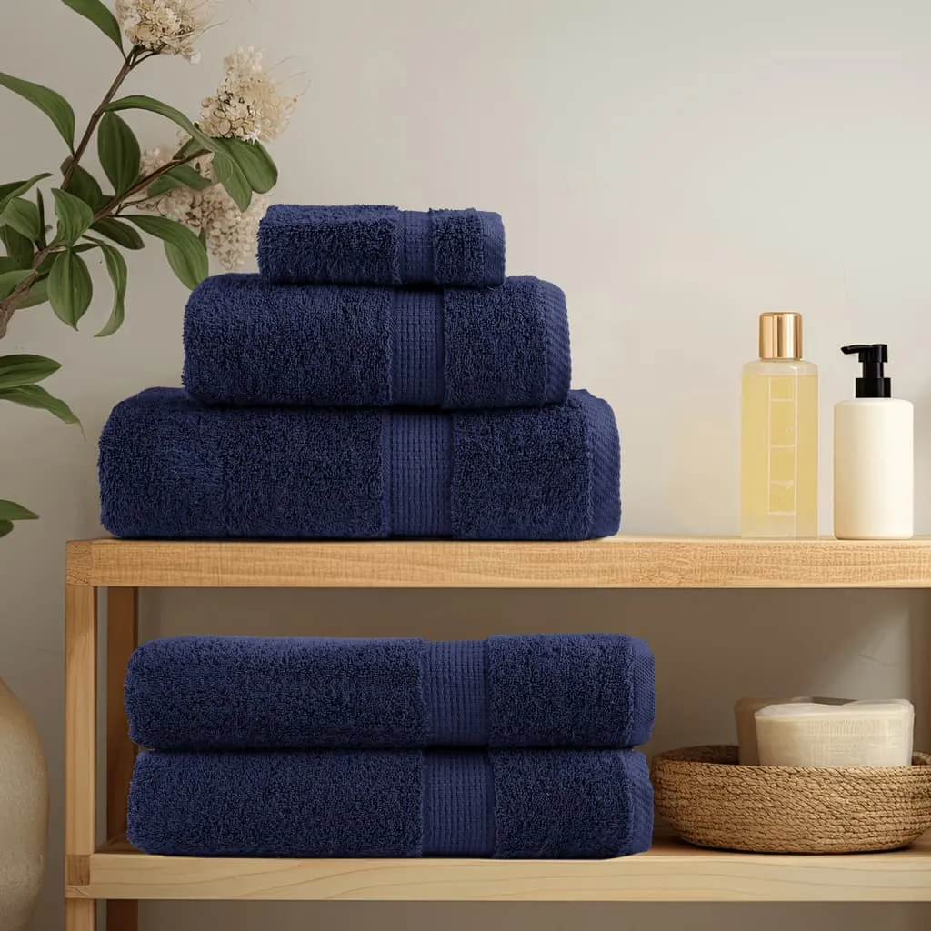 6 Piece Premium Towel Set Navy Blue 600 gsm 100% Cotton