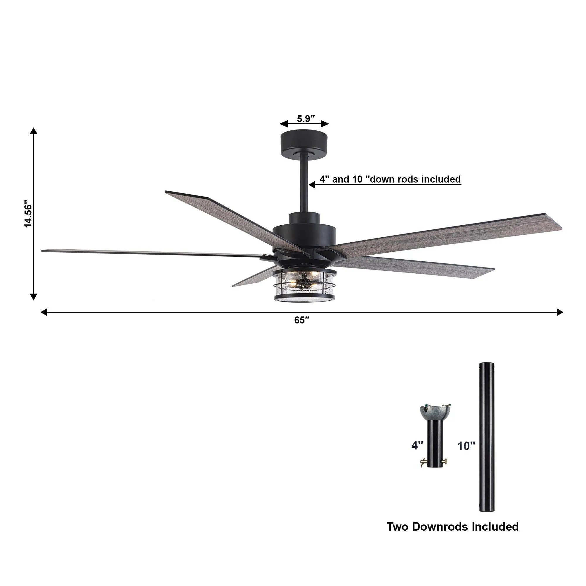 65" Modern Reversible Ceiling Fan with Lighting and Remote Control