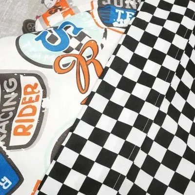 7pc Full Kids' Race Cars Reversible Oversized with Printed Sheet Set Comforter Blue/Orange - Lush Décor