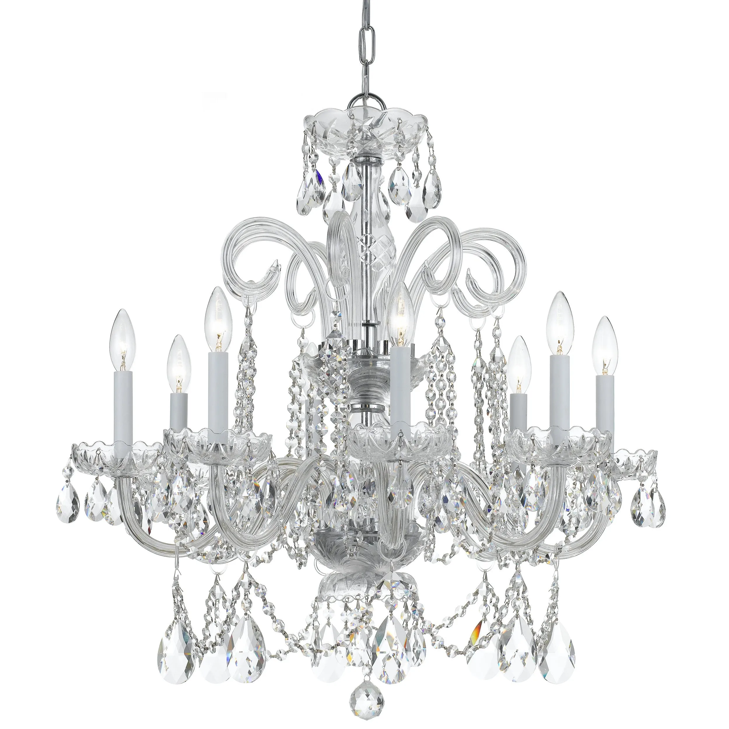 8 Light Polished Chrome Crystal Chandelier Draped In Clear Hand Cut Crystal - C193-5008-CH-CL-MWP