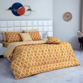 8 PCs Winter Comforter Set-Mustard Geometric