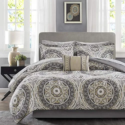 9 Pieces Taupe Bedding Set Queen Size