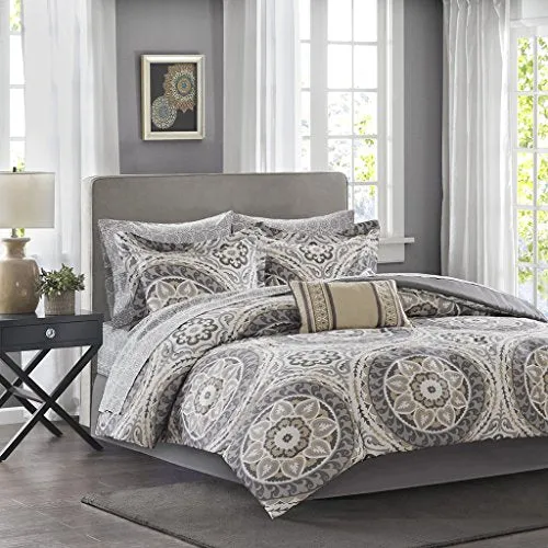 9 Pieces Taupe Bedding Set Queen Size