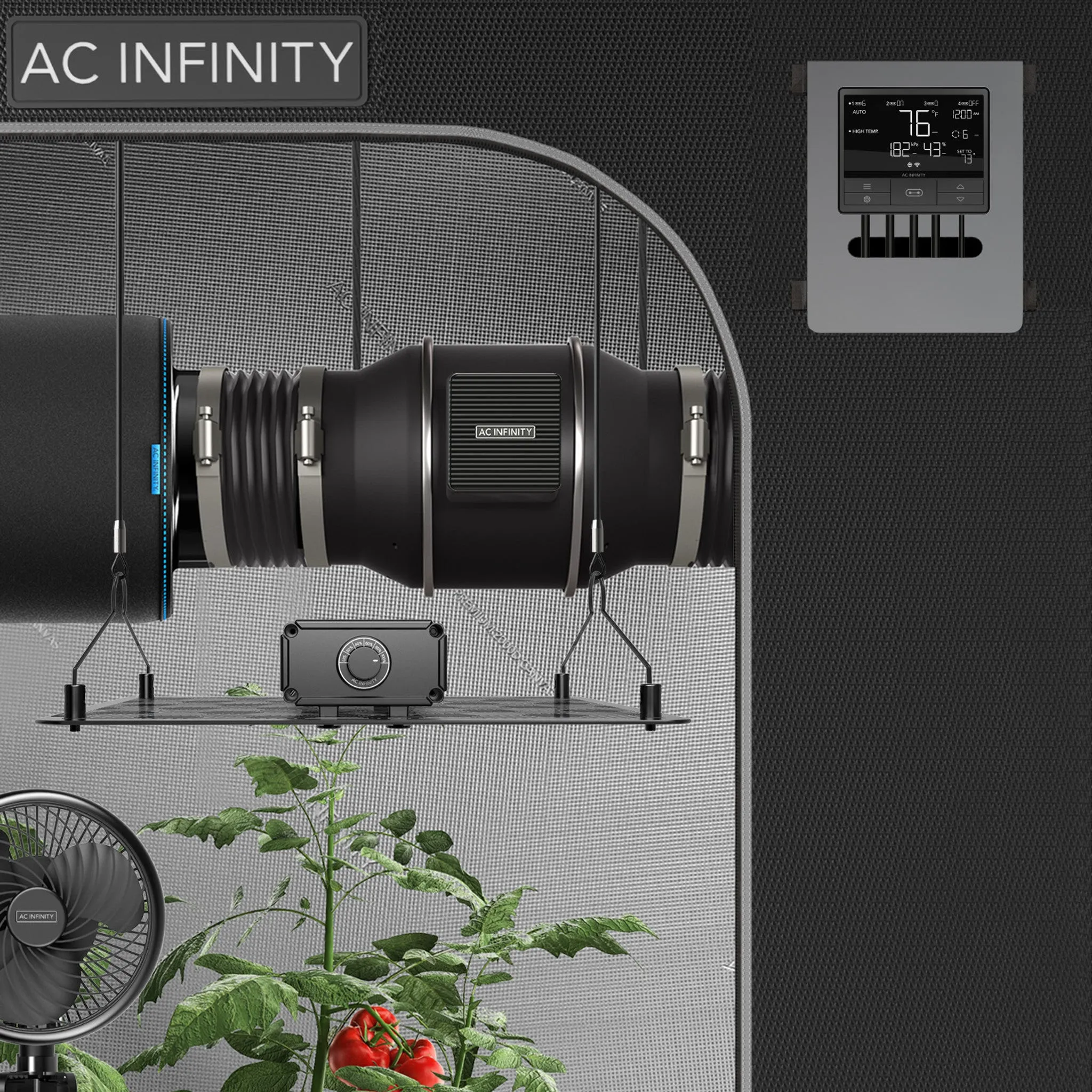 AC Infinity CLOUDLINE PRO T4, Quiet Inline Duct Fan System With Temperature Humidity Vpd Controller, 4-Inch