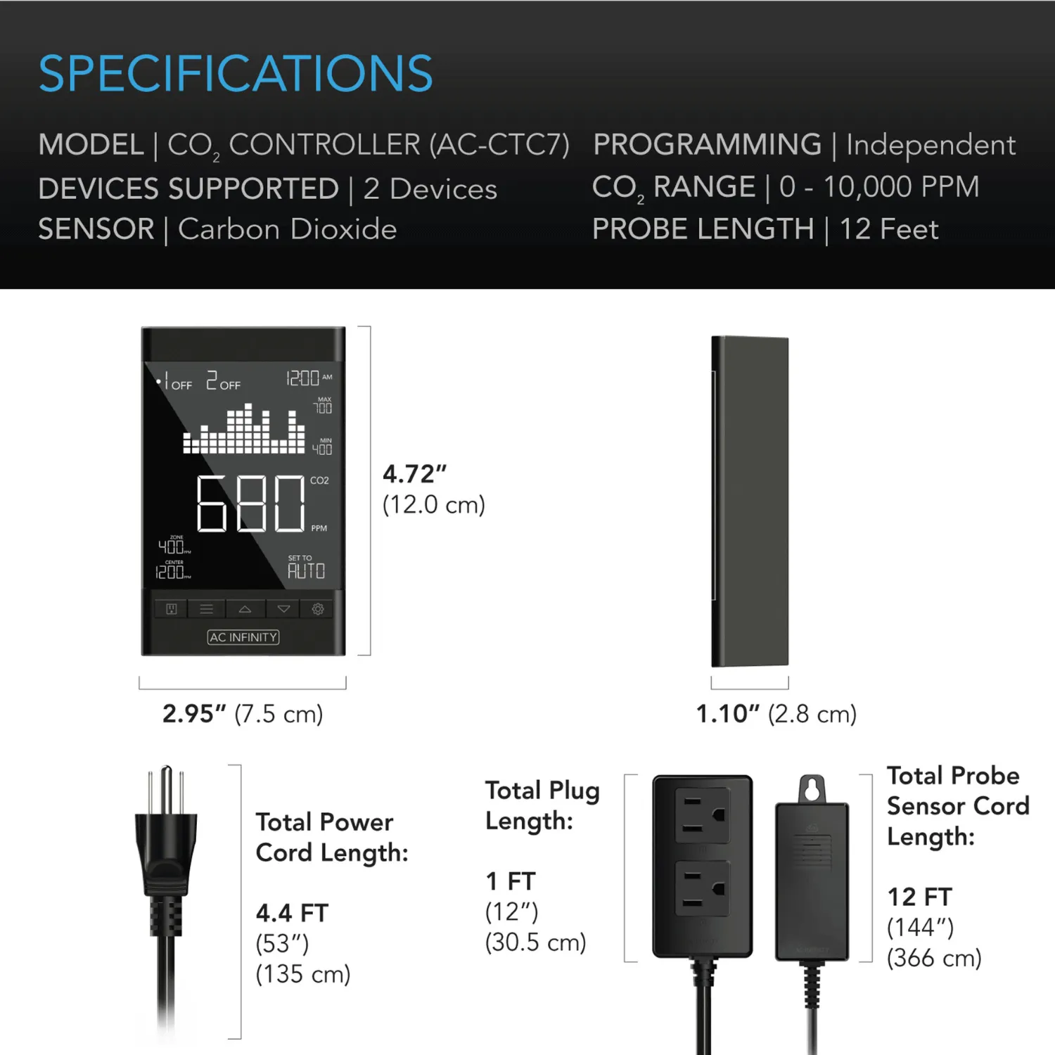 AC Infinity CO2 Controller, Smart Outlet Carbon Dioxide Monitor for CO2 Regulators and Inline Fans