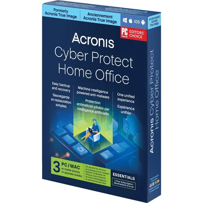 Acronis Cyber Protect Home Office Essentials - Subscription License - 3 Computer, Unlimited Mobile Device - 1 Year