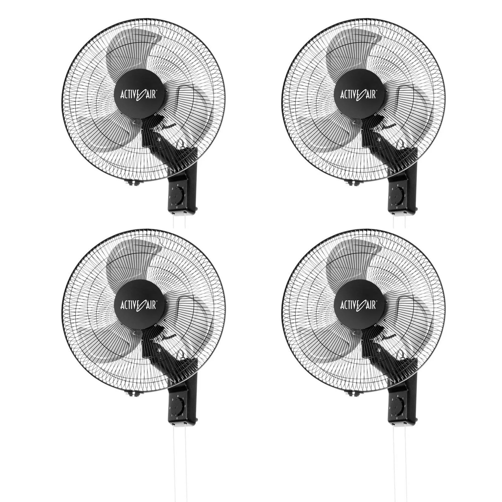 Active Air ACFW16HDB 16" 3-Speed Metal Mountable Oscillating Tilt Fan (4 Pack)