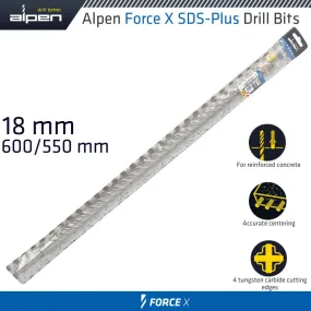 ALPEN FORCE X 18.0 x 600/550  SDS-PLUS DRILL BIT X4 CUTTING EDGES ALP905018