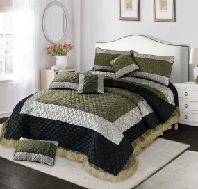 Alpine 6 Pcs Bedding Set with Filled Comforter Green