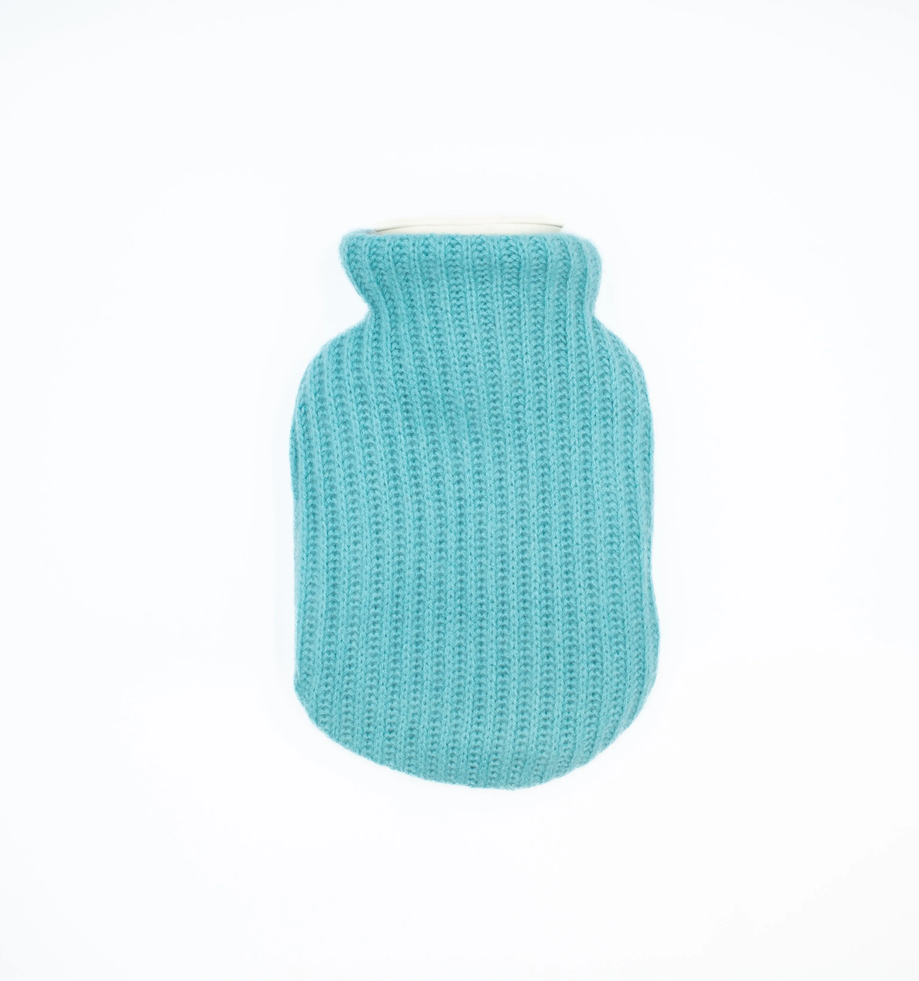 Aqua Blue Waffle Knit Cashmere Small Hot Water Bottle