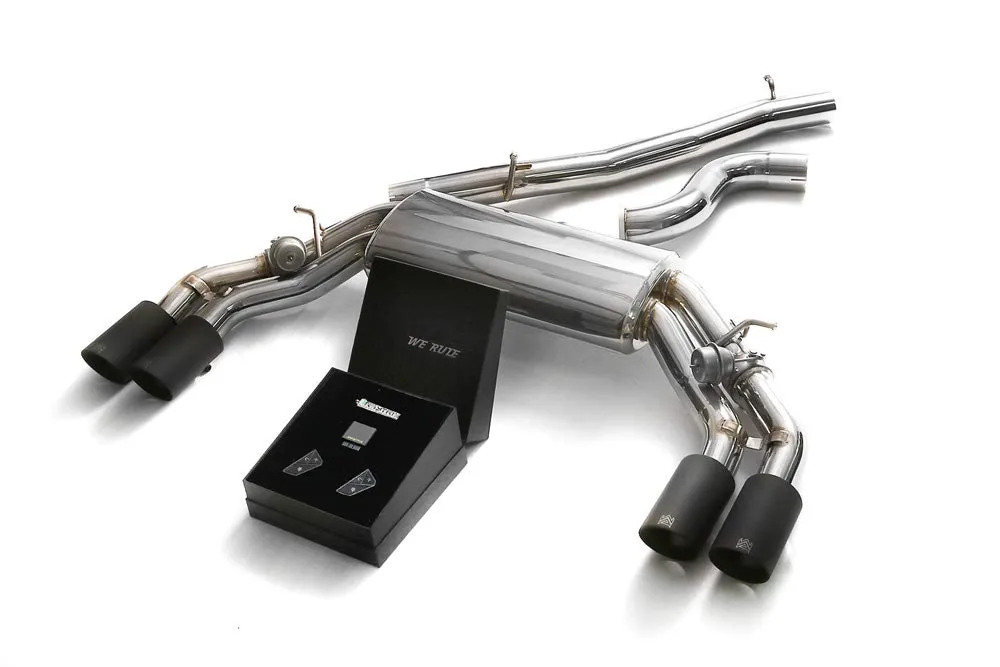 ARMYTRIX Stainless Steel Valvetronic Catback Exhaust System Quad Matte Black Tips Audi TTS Quattro MK3 8S 2.0 TFSI 2015-2021