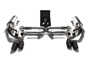 ARMYTRIX Stainless Steel Valvetronic Exhaust System Quad Matte Black Tips Porsche 991 Carrera | S 2012-2016