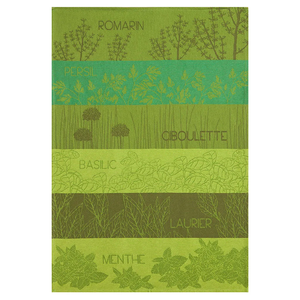 Aromatic Herbs (Herbes Aromatiques) French Jacquard Dish Towel by Coucke