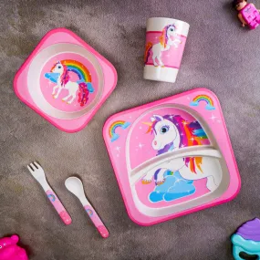 Bamboo Baby Dinner Set | Unicorn | Pink | Set of 5