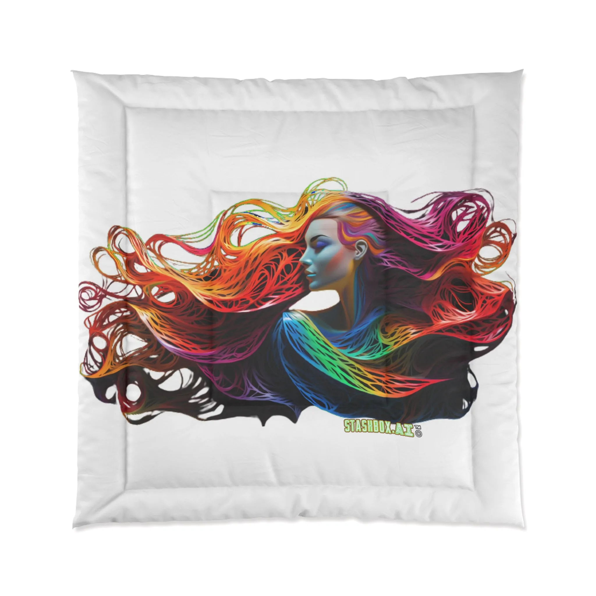 Bedding Comforter Beautiful Models Drawn with Rainbow Ink #015