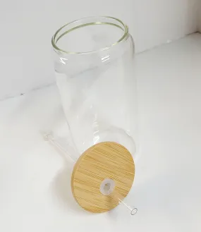 Beer Can Glass with Bamboo Lid