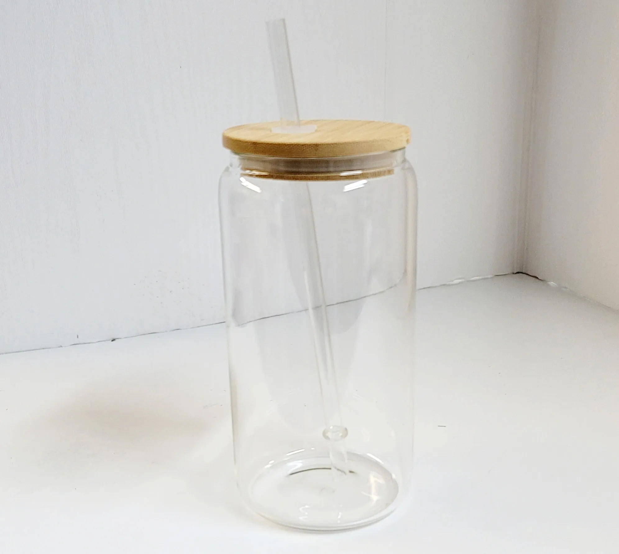 Beer Can Glass with Bamboo Lid