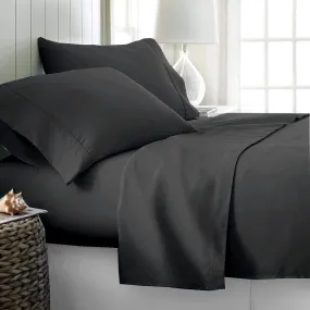 Bhoomi Impex Bed Sheets - Brushed Microfiber Bedding - Flat Bedsheets & Pillowcase - Super Soft Microfiber - Breathable Wrinkle, Fade Resistant & Cooling Sheets - Dark Grey Solid_Double