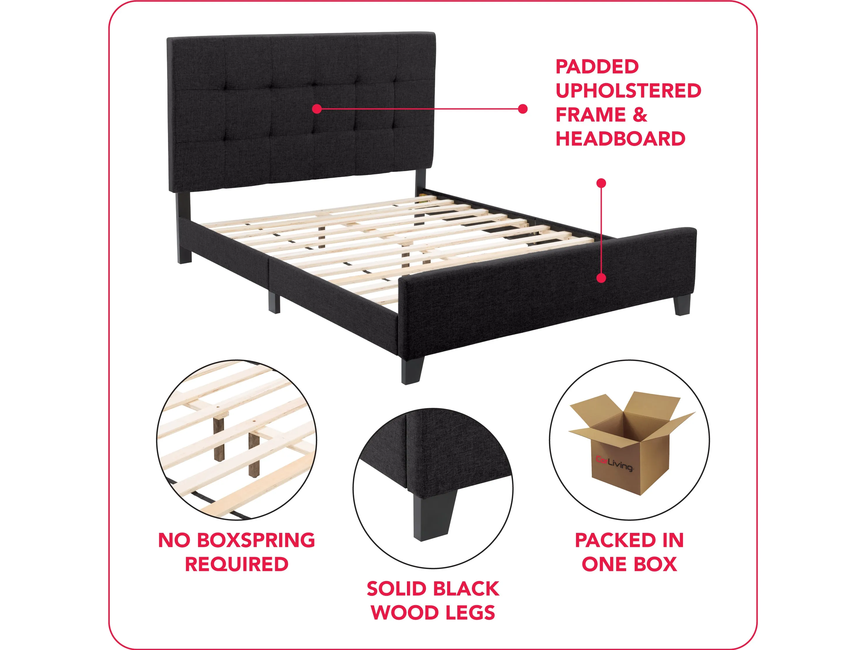 Black Queen Panel Bed