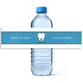 Blue Pattern Dentist Water Bottle Labels