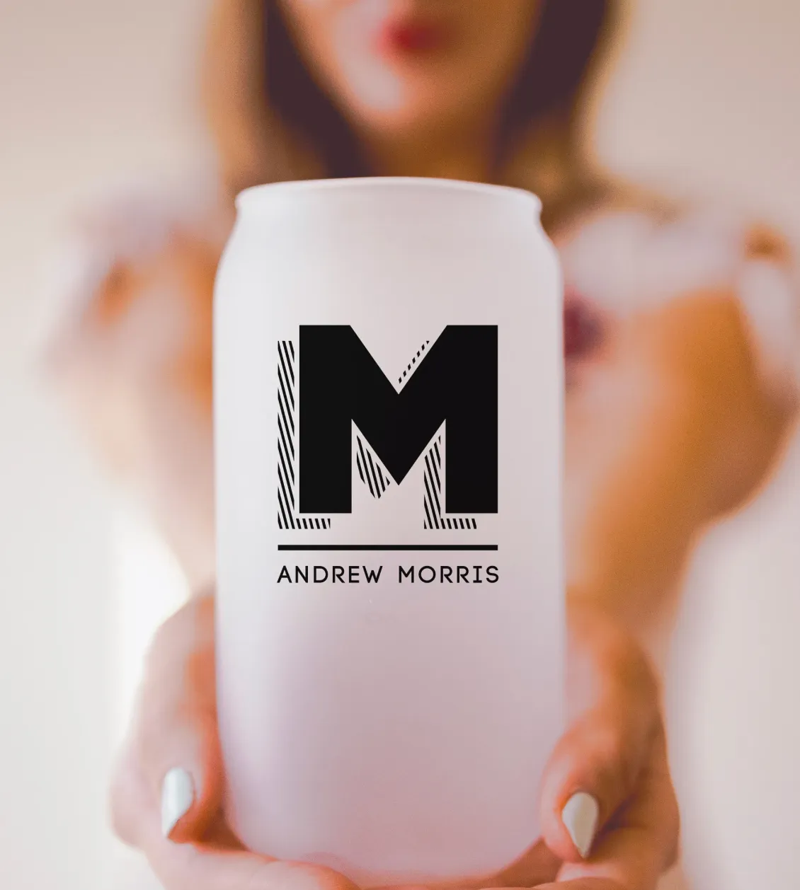 Bold Letter Monogram Can Cup