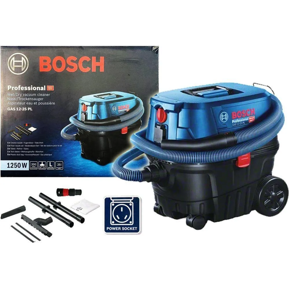 Bosch GAS 12-25 PL/PS Wet & Dry Vacuum 25L 1250W [With Power Socket]